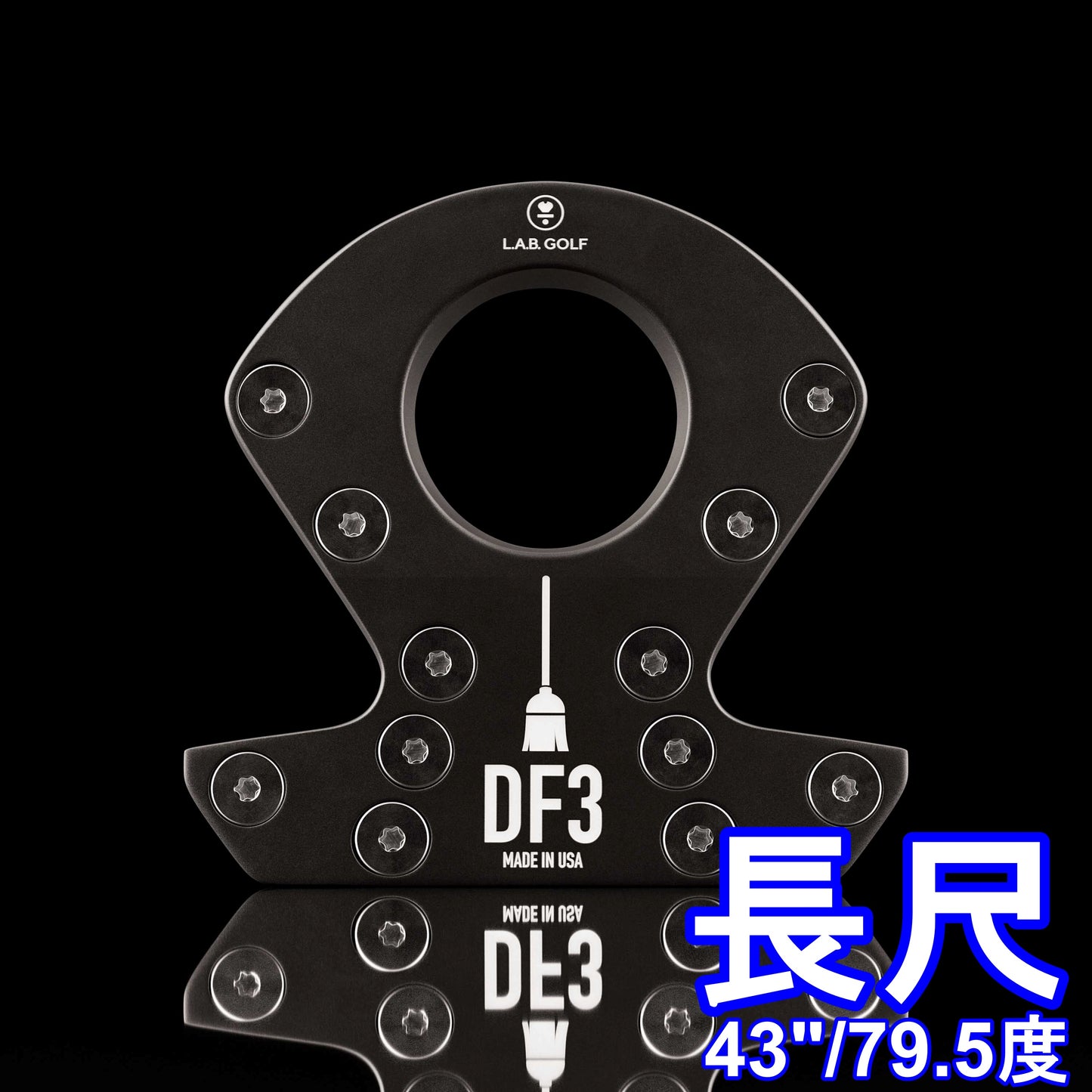 長尺パターDF3 ■43インチ／79.5度／Accra白シャフト／右利きのみ ■ 黒／青ヘッド